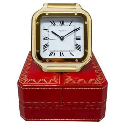 Pre-owned Cartier 1980s Gorgeous  Santos Alarm Clock Pendulette. Made In Swiss In Gold