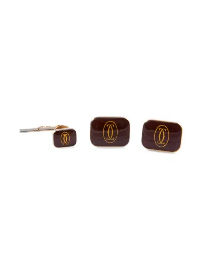 Pre-owned Cartier 1980s Logo Link Set In Brown
