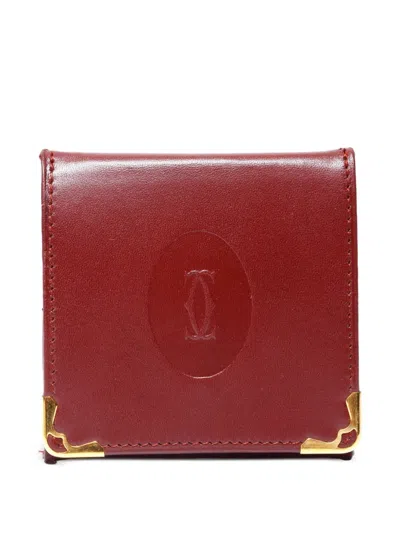 Pre-owned Cartier 1986 Must Line Embossed Purse In Red