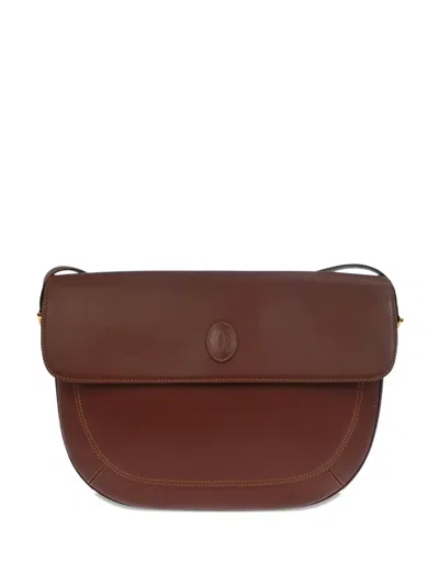 Pre-owned Cartier 1990-2000s Flap Leather Shoulder Bag In Brown