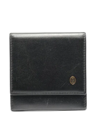 Pre-owned Cartier 1990-2000s Leather Logo-plaque Wallet In Black