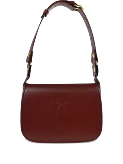 Pre-owned Cartier 1990-2000s Logo Leather Shoulder Bag In Red