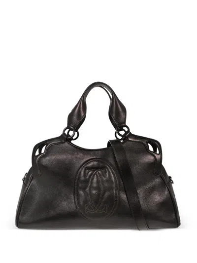 Pre-owned Cartier 1990-2000s Marcello Embossed Leather Shoulder Bag In Brown