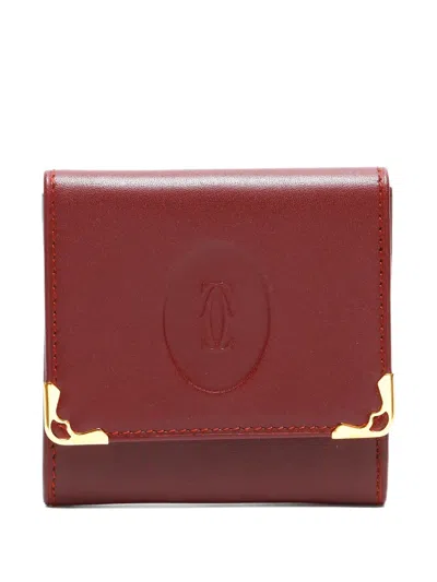 Pre-owned Cartier 1990-2000s Must De  Embossed Coin Purse In Red