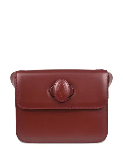 Pre-owned Cartier 1990-2000s Must Line Leather Shoulder Bag In Red