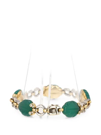 Pre-owned Cartier 1990 Indes Galantes Chrysoprase And Diamond Bracelet In Gold