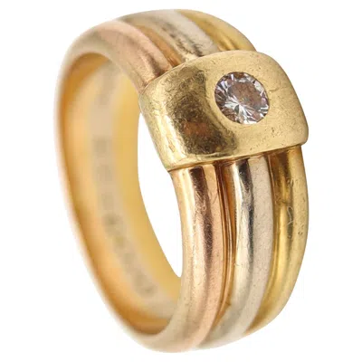 Pre-owned Cartier 1990 Paris Trinity Ring In Three Colors Of Solid 18kt Gold & Diamond In Multi
