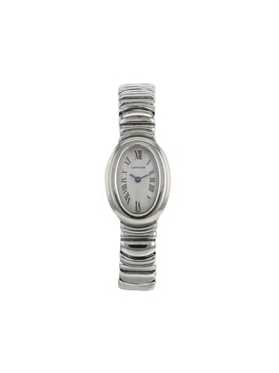 Pre-owned Cartier 1990  Baignoire 18mm In White