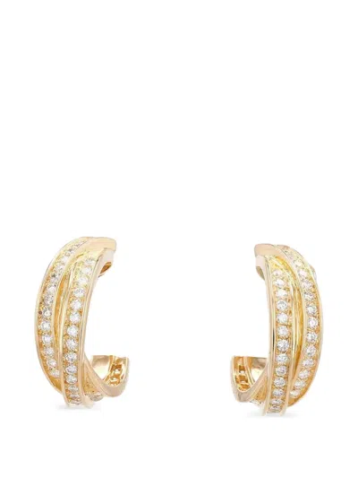 Pre-owned Cartier 1990 Trinity Diamond Earrings In Gold