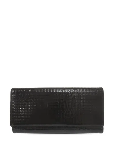 Pre-owned Cartier 1990-2010 Patent Happy Birthday Wallet Long Wallets In Black