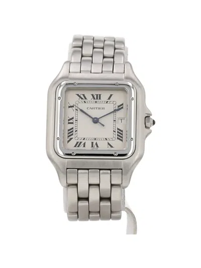 Pre-owned Cartier 1990s 30mm Panthère Roman Numerals Watch In Silver
