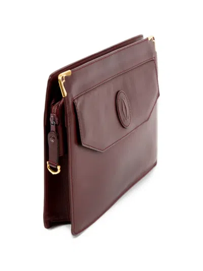 Pre-owned Cartier 1990s Leather Clutch Bag In Red