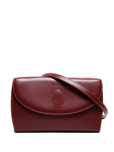 Pre-owned Cartier 1990s Leather Shoulder Bag In Red