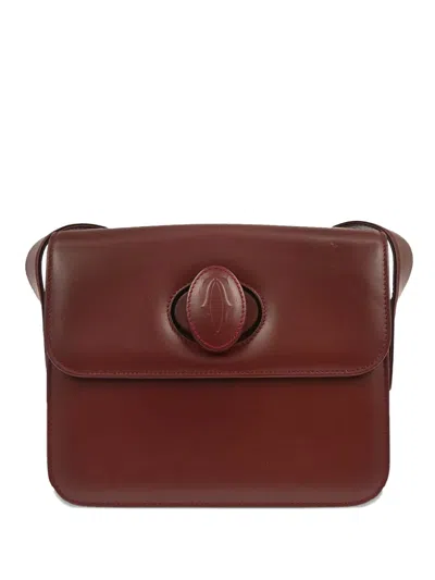 Pre-owned Cartier 1990s Logo-detail Leather Shoulder Bag In Red