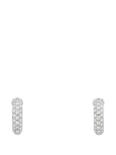 Pre-owned Cartier 1990s Mimi Diamond Hoop Earrings In Silver