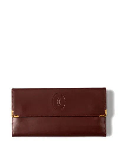 Pre-owned Cartier 1990s Must De  Leather Wallet In Brown