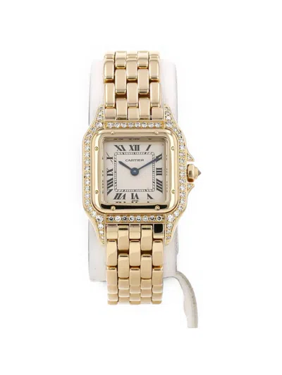 Pre-owned Cartier 1990s Panthère Diamond 22mm Watch In Neutrals