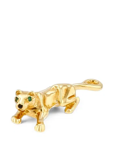 Pre-owned Cartier 1990s Panthère Emerald And Onyx Brooch In Gold