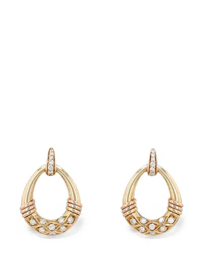 Pre-owned Cartier 1990s Rumba Diamond Drop Earrings In Gold