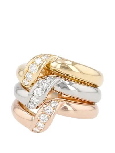 Pre-owned Cartier 1993 Diamond-embellishment Ring In Gold