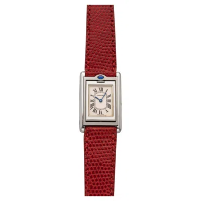 Pre-owned Cartier 1999  Tank Basculante 2386 Stainless Steel White Roman Dial Quartz 22 Mm