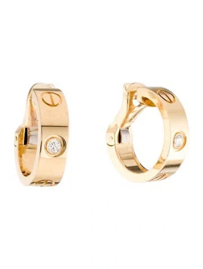 Pre-owned Cartier 2 Diamond Classic Love Hoop Earrings In Multi