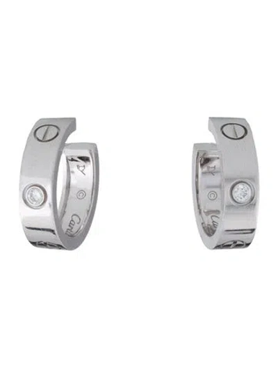 Pre-owned Cartier 2 Diamonds Love Hoop Earrings, Classic Model In Multi