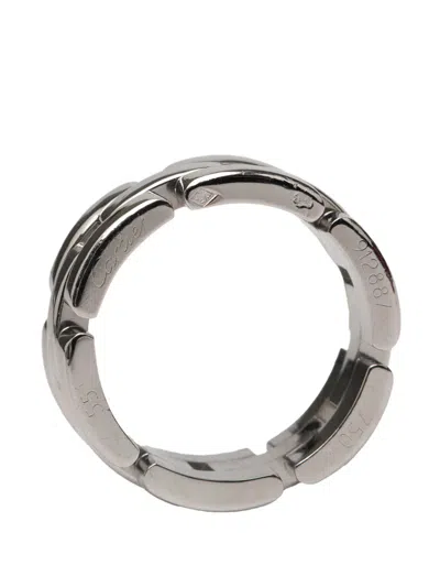 Pre-owned Cartier 2000-2015 18k White Gold Triple Row Maillon Panthère Ring In Silver