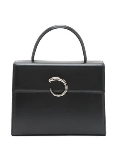Pre-owned Cartier 2000-2015 Panthère C Leather Tote Bag In Black