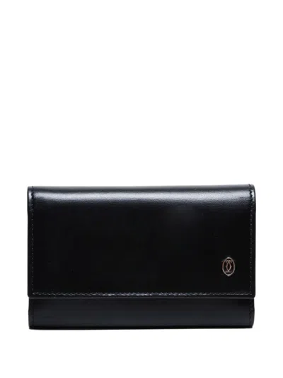 Pre-owned Cartier 2000-2020 Logo-plaque Leather Keycase In Black