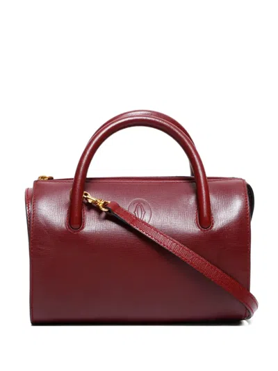 Pre-owned Cartier 2000-2020s Leather Two-way Handbag In Red