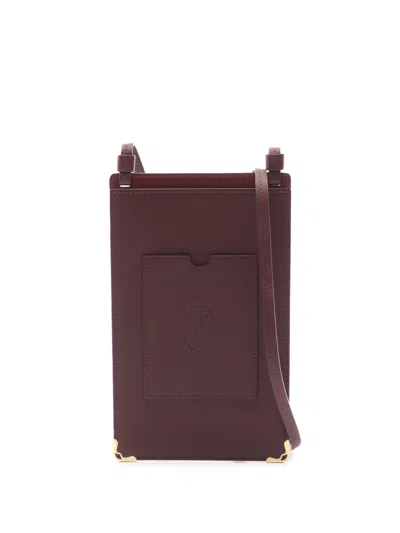 Pre-owned Cartier 2000-2025 Leather Must De  Phone Holder Crossbody Bag In Red