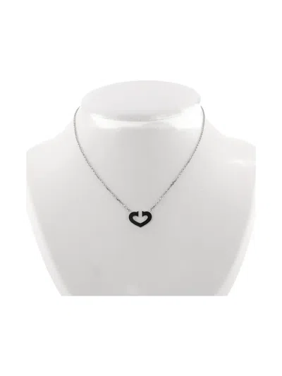 Pre-owned Cartier 2000's Coeur Et Symbole White Gold Heart Necklace In Silver