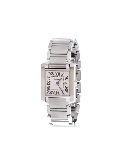 Pre-owned Cartier 2000's-2010 Roman Tank Francaise 25mm In White