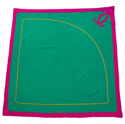 Pre-owned Cartier 2000s  Green & Pink Silk Scarf