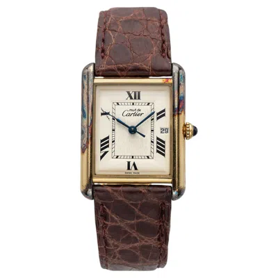 Pre-owned Cartier 2000s  Must Tank 2413 Vermeil White Roman Dial Quartz 26mm