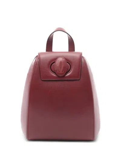 Pre-owned Cartier 2000s Must De  Logo-embossed Leather Backpack In Red