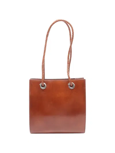 Pre-owned Cartier 2000s Panthère Leather Tote Bag In Brown