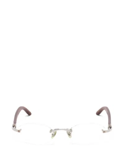 Pre-owned Cartier 2000s Rimless Wood Glasses In Silver