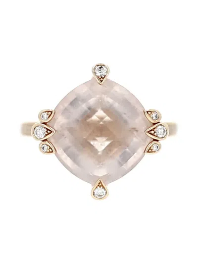 Pre-owned Cartier 2000s Rose Gold Inde Mystérieuse Diamond And Quartz Ring