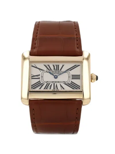 Pre-owned Cartier 2000s Tank Divan Cabochon Crown Watch In Brown