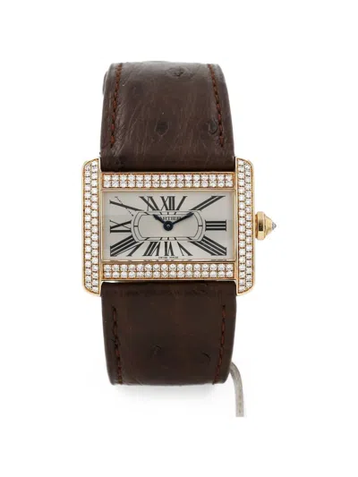 Pre-owned Cartier 2000s Tank Divan Diamond 38mm Watch In White