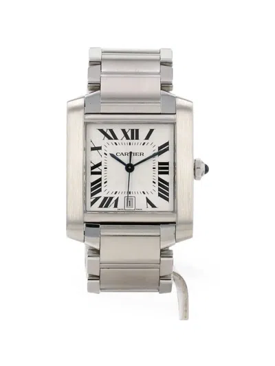 Pre-owned Cartier 2000s Tank Française 28mm Watch In White