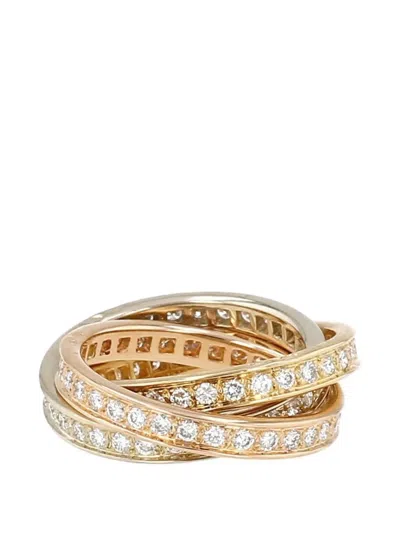 Pre-owned Cartier 2000s Trinity Diamond Ring In Gold