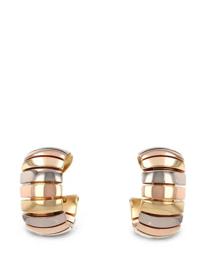 Pre-owned Cartier 2000s Tubogas Hoop Earrings In Gold