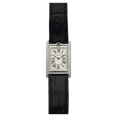 Pre-owned Cartier 2001  Tank Basculante 2390 Stainless Steel White Roman Dial Manual 25 Mm