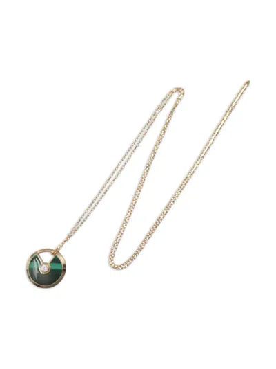 Pre-owned Cartier 2010 18kt Rose Gold Amulet Malachite Necklace