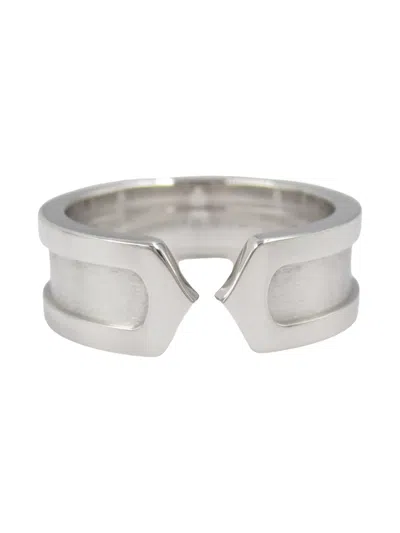 Pre-owned Cartier 2010 18kt White Gold C2 Ring In Silver