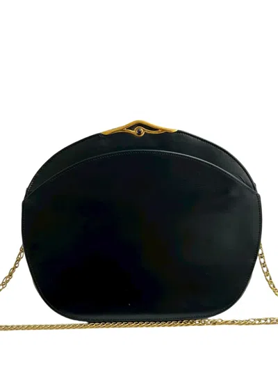 Pre-owned Cartier 2010-2025 Leather Sapphire Chain Crossbody Bag In Black