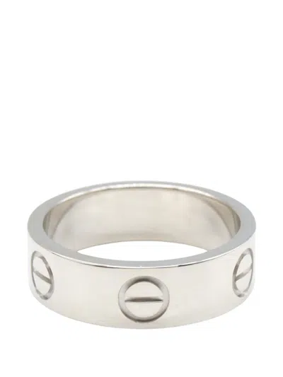 Pre-owned Cartier 2010 Love Screw-detail Ring In Silver